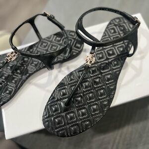 New Tory Burch Black Geometric Sandals